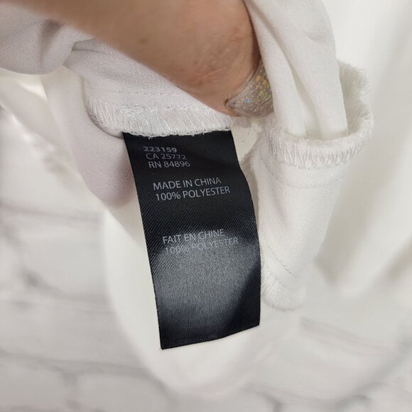 Amanda Green‎ Womens L Black White Long Sleeve Blouse Button Down Dressy Office - Picture 7 of 7